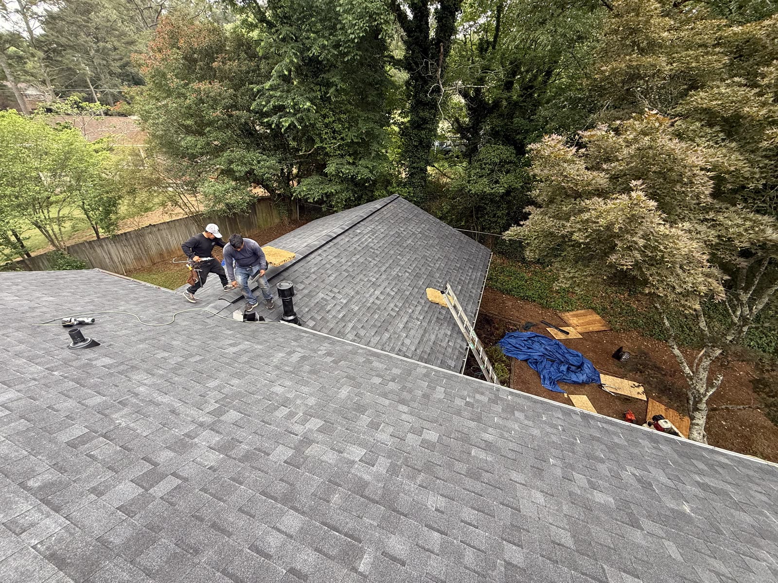 New TAMKO Titan XT shingles being installed on a Lilburn, GA home